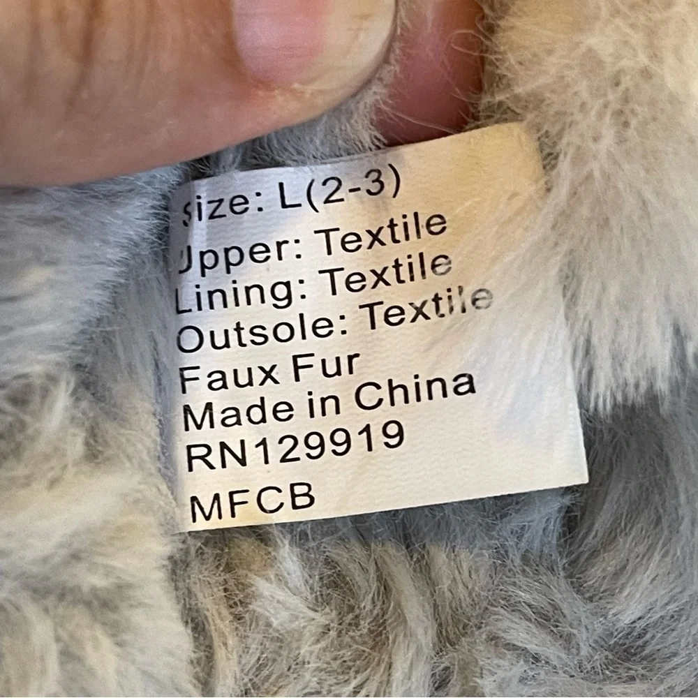Jessica Simpson Girls Plush Fluffy Slip-on House Slippers Gray Size L 2-3